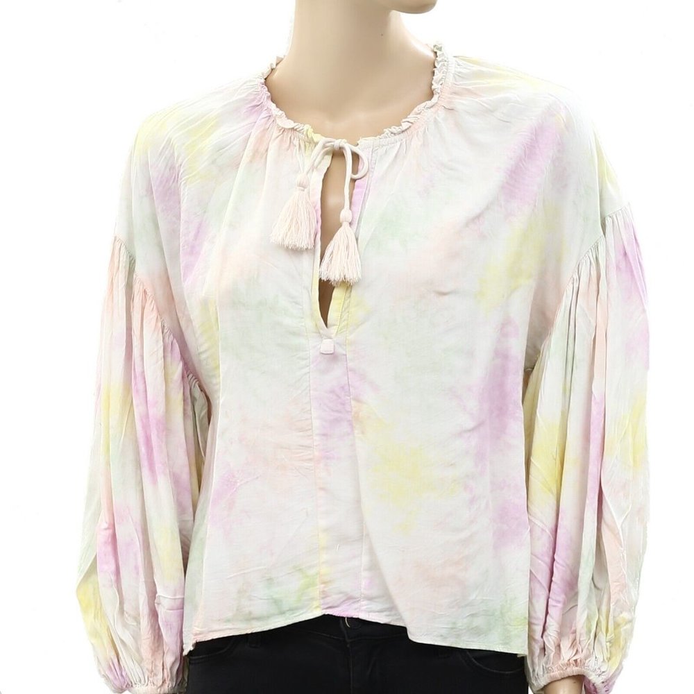 Saylor Tie & Dye Peasant Blouse Top Billowy Sleev… - image 4